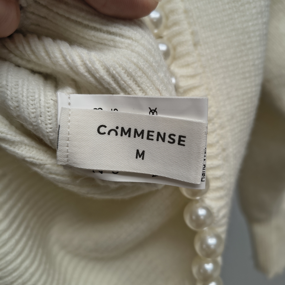 Commense Pearl-Embellished White Spring Cardigan s. M - Picture 7 of 7